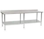 Eagle Group T30132B-BS Work Table, 16 Gauge Stainless Steel Top with Undershelf, Galvanized Steel Legs and 4 1/2" Backsplash - 132"W x 30"D x 39.63"H