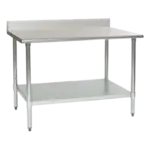 Eagle Group T30132EB-BS Work Table, 16 Gauge Stainless Steel Top with Undershelf, Galvanized Steel Legs and 4 1/2" Backsplash - 132"W x 30"D x 39.63"H