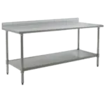 Eagle Group T30144SB-BS Work Table, 16 Gauge Stainless Steel Top with Undershelf, Stainless Steel Legs and 4 1/2" Backsplash - 144"W x 30"D x 39.63"H