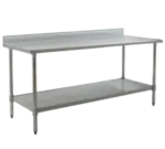 Eagle Group T30144SE-BS Work Table, 14 Gauge Stainless Steel Top with Undershelf, Stainless Steel Legs and 4 1/2" Backsplash - 144"W x 30"D x 39.63"H