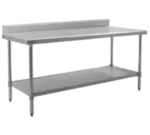 Eagle Group T30144SEM-BS Work Table, 14 Gauge Stainless Steel Top with Undershelf, Stainless Steel Legs and 4 1/2" Backsplash - 144"W x 30"D x 39.63"H