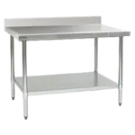 Eagle Group T36132EM-BS Work Table, 14 Gauge Stainless Steel Top with Undershelf, Galvanized Steel Legs and 4 1/2" Backsplash - 132"W x 36"D x 39.63"H