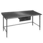 Eagle Group UT36108STB Work Table, 16 Gauge Stainless Steel Top with Open Base, Stainless Steel Legs and 1 1/2" Backsplash - 108"W x 36"D x 36.63"H