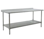 Eagle Group UT36144SEB Work Table, 16 Gauge Stainless Steel Top with Undershelf, Stainless Steel Legs and 1 1/2" Backsplash - 144"W x 36"D x 36.63"H