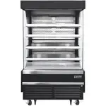 Everest Refrigeration EOMV-48-B-28-T 48.00'' Black Vertical Air Curtain Open Display Merchandiser with 4 Shelves