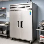 Everest Refrigeration ESR2 49.63'' 48 cu. ft. Top Mounted 2 Section Solid Door Reach-In Refrigerator