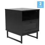 Flash Furniture 2-EV-ST4043-ZZ-BLK-GG Malaki Nightstands or End Tables