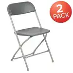 Flash Furniture 2-LE-L-3-GREY-GG Hercules™ Series Plastic Folding Chair Grey - 2