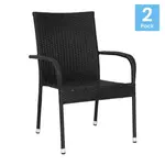 Flash Furniture 2-TW-3WBE073-BK-GG Maxim Stackable Wicker Patio Chairs