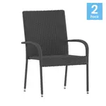Flash Furniture 2-TW-3WBE073-GY-GG Maxim Stackable Wicker Patio Chairs