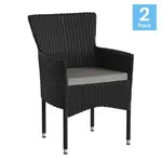 Flash Furniture 2-TW-3WBE074-BK-GG Maxim Stackable Wicker Patio Chairs