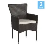 Flash Furniture 2-TW-3WBE074-BR-GG Maxim Stackable Wicker Patio Chairs