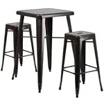 Flash Furniture CH-31330B-2-30SQ-BQ-GG Table and Bar Stool Set