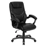 Flash Furniture GO-724H-BK-LEA-GG Overstuffed Executive Swivel Office Chair