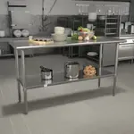 Flash Furniture NH-WT-2460-GG Work Table, Stainless Steel Top with and - 60"W x 24"D