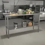 Flash Furniture NH-WT-2460BSP-GG Work Table, Stainless Steel Top with and - 60"W x 24"D