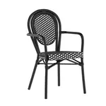 Flash Furniture SDA-AD642002A-BKWH-BK-GG Lourdes Bistro Stacking Chair