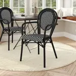 Flash Furniture SDA-AD642002A-BKWH-BK-GG Lourdes Bistro Stacking Chair