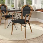 Flash Furniture SDA-AD642002A-TXT-BK-NAT-GG Marseille Bistro Stacking Chair