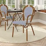 Flash Furniture SDA-AD642002A-WHNVY-NAT-GG Lourdes Bistro Stacking Chair