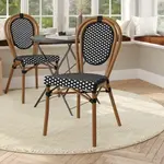 Flash Furniture SDA-AD642002S-BKWH-NAT-GG Lourdes Bistro Stacking Chair