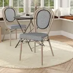Flash Furniture SDA-AD642002S-TXT-BLKWH-LTNAT-GG Marseille Bistro Stacking Chair