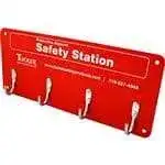 FMP 133-1597 Burn Gear Safety Station Rack by Tucker Safety Products Used to hang burn prevention safety items such as gloves  aprons  headgear  and more