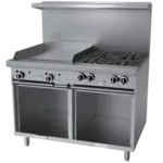 Garland/US Range G48-4G24SS Restaurant Gas Range, 48" W with 4 (2) Storage Bases (1) 24" Griddle and Manual Controls, - 168,000 BTU