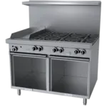 Garland/US Range G48-6G12SS Restaurant Gas Range, 48" W with 6 (2) Storage Bases (1) 12" Griddle and Manual Controls, - 216,000 BTU