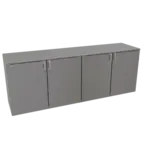 Glastender C1RB96 Silver 4 Solid Door Refrigerated Back Bar Storage Cabinet, 120 Volts