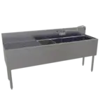 Glastender FSA-72R-S Underbar Sink Unit, 4 Compartment, Stainless Steel, with 7"H backsplash and 1 Drainboard / Faucet Included - 72"W x 19"D