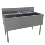 Glastender FSB-48-S Underbar Sink Unit, 4 Compartment, Stainless Steel, with 7"H backsplash and without Drainboard / Faucet Included - 48"W x 24"D