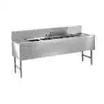 Glastender FSB-66L-S Underbar Sink Unit, 4 Compartment, Stainless Steel, with 7"H backsplash and 1 Drainboard / Faucet Included - 66"W x 24"D