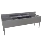 Glastender FSB-84-S Underbar Sink Unit, 4 Compartment, Stainless Steel, with 7"H backsplash and 2 Drainboards / Faucet Included - 84"W x 24"D