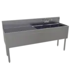 Glastender TSA-66R-S Underbar Sink Unit, 3 Compartment, Stainless Steel, with 7"H backsplash and 1 Drainboard / Faucet Included - 66"W x 19"D