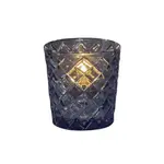 Hollowick 5229BLU Blue Criss Cross Glass Tealight Lamp