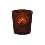 Hollowick 5229R Red Criss Cross Glass Tealight Lamp