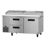 Hoshizaki PR67A-D2 67'' 1 Door 2 Drawer Counter Height Refrigerated Pizza Prep Table