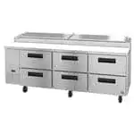 Hoshizaki PR93A-D6 93'' 6 Drawer Counter Height Refrigerated Pizza Prep Table