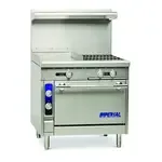Imperial IHR-G18-2-M Commercial Range, 36" W with 2 Burners (1) 18" Griddle and Modular Base - 110,000 BTU