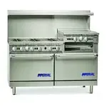 Imperial IR-6-RG24-C-XB Restaurant Gas Range, 60" W with 6 Burners (1) 24" Raised Griddle/Broiler and (1) Convection Oven & (1) Open Cabinet with Bottom Shelf - 262,000 BTU