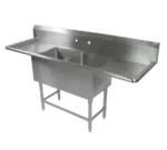 John Boos 2PB184-2D30 Commercial Sink, (2) Two Compartment, 16 Gauge Stainless Steel Construction with Stainless Steel Legs and with 2 Drainboards - 99.25" W