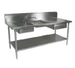 John Boos EPT6R10-DL2B-96L-X Prep Table Sink Unit