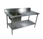 John Boos EPT8R5-3060SSK-L-X Work Table With Prep Sink