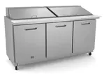 Kelvinator Commercial KCHMT70.30 71.69'' 3 Door Mega Top Refrigerated Sandwich / Salad Prep Table