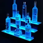 Krowne Metal KR-3T48-R Lighted Liquor Bottle Display, Countertop, 3-Tier with Multi-Color LED Lights, 36 Bottle Capacity - 48"W x 13.5"D x 12"H