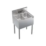 Krowne Metal KR19-22C Underbar Sink Unit, 2 Compartment, Stainless and Galvanized Steel, with 6-1/2"H Backsplash and without Drainboard / Faucet Included - 24"W x 19"D
