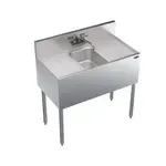 Krowne Metal KR19-31C Underbar Sink Unit, 1 Compartment, Stainless and Galvanized Steel, with 6-1/2"H Backsplash and 2 Drainboards / Faucet Included - 36"W x 19"D