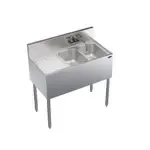 Krowne Metal KR19-32R Underbar Sink Unit, 2 Compartment, Stainless and Galvanized Steel, with 6-1/2"H Backsplash and 1 Drainboard / Faucet Included - 36"W x 19"D