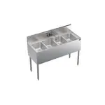 Krowne Metal KR19-44C Underbar Sink Unit, 4 Compartment, Stainless and Galvanized Steel, with 6-1/2"H Backsplash and without Drainboard / Faucet Included - 48"W x 19"D